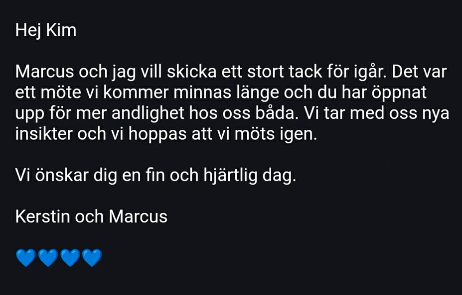 Nöjd kund recension för Gröna Rosens healing